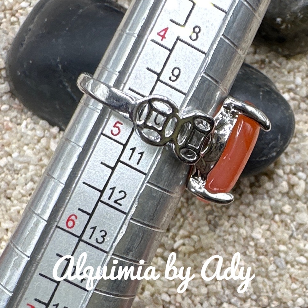 Silver and carnelian gem ring - Picture 2 of 2